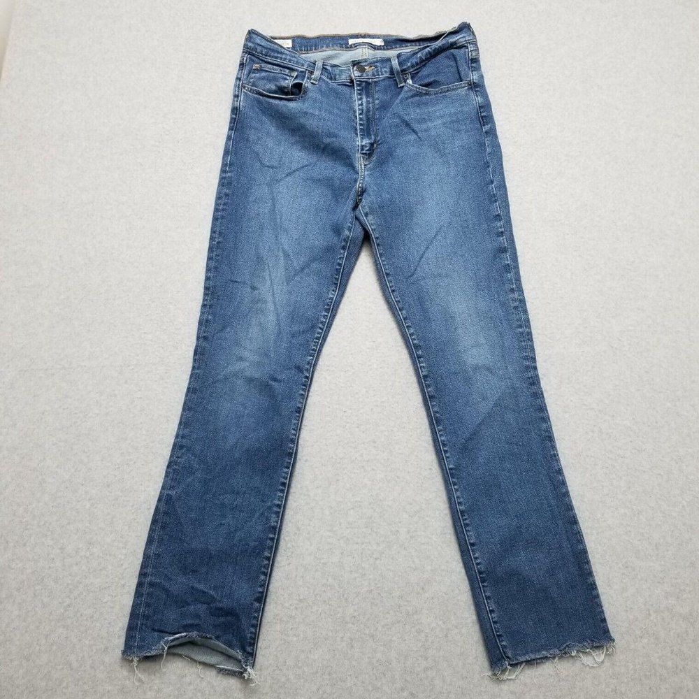Levis Womens Jeans 32x29 Blue Denim Straight Stretchy Mid‎ Rise